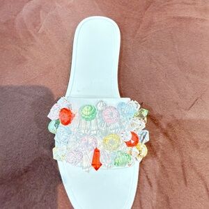 Women Open Round Toe Slip On Fashion crystals top Flats jelly Sandals Ds60